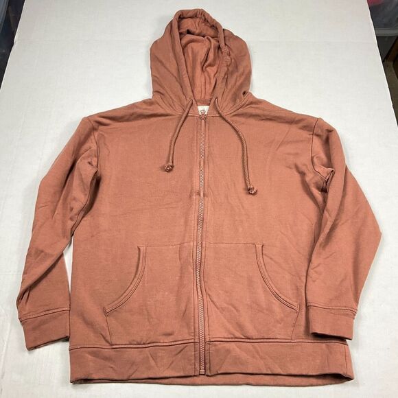 Lou & Grey Womens Fleece Hoodie Pink Soft Knit Full Zip Oversized Jacket SMALL - Picture 1 of 11